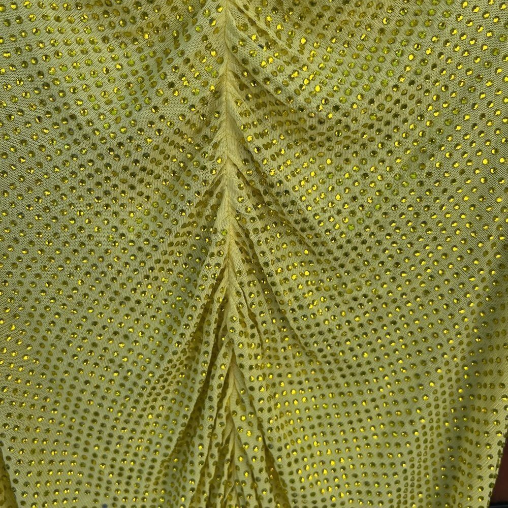 Retrofete Marsann yellow crystal rhinestone dress size small - Picture 12 of 13